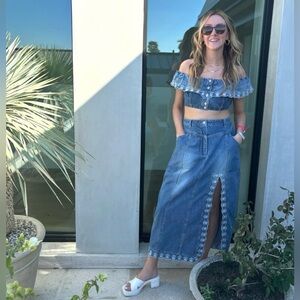 Free People Denim Skirt Set 💙